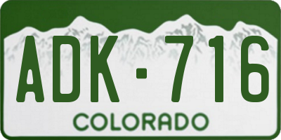 CO license plate ADK716