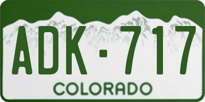 CO license plate ADK717