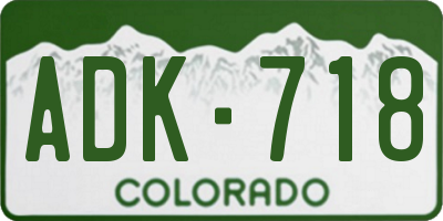 CO license plate ADK718