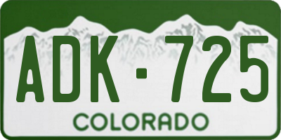 CO license plate ADK725