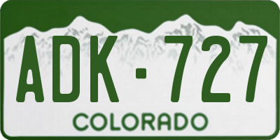 CO license plate ADK727