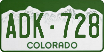 CO license plate ADK728