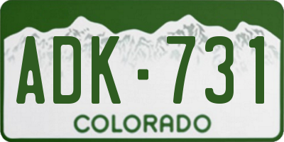 CO license plate ADK731