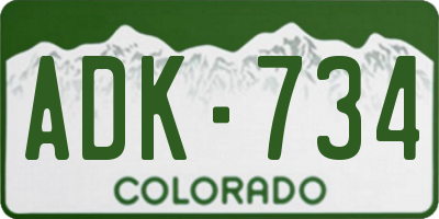 CO license plate ADK734