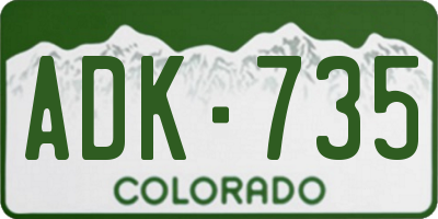 CO license plate ADK735