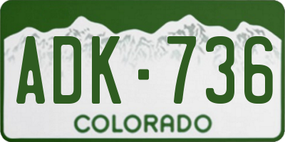 CO license plate ADK736