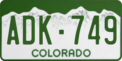 CO license plate ADK749
