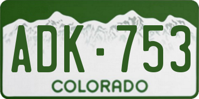 CO license plate ADK753