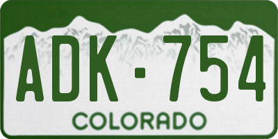 CO license plate ADK754