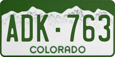 CO license plate ADK763