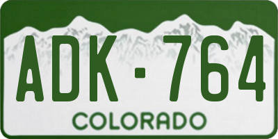 CO license plate ADK764