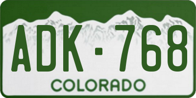 CO license plate ADK768