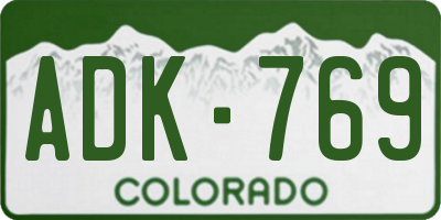 CO license plate ADK769