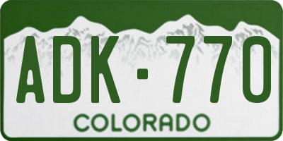 CO license plate ADK770