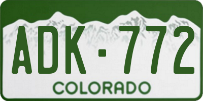 CO license plate ADK772