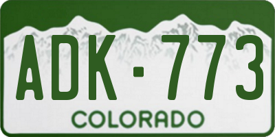 CO license plate ADK773