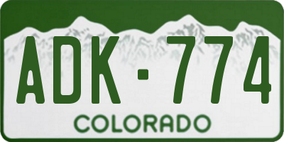 CO license plate ADK774