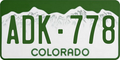 CO license plate ADK778