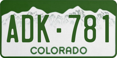 CO license plate ADK781