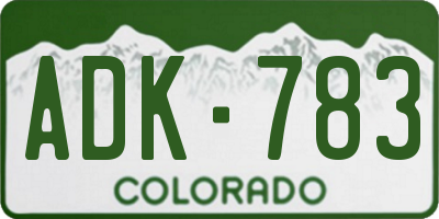 CO license plate ADK783