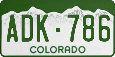 CO license plate ADK786