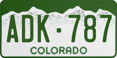 CO license plate ADK787