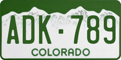 CO license plate ADK789