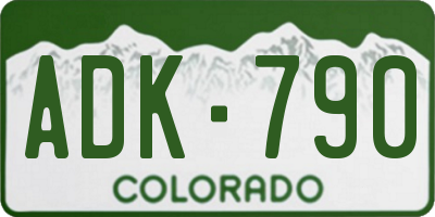 CO license plate ADK790