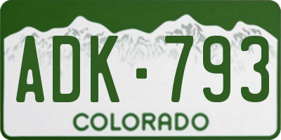 CO license plate ADK793