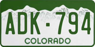 CO license plate ADK794