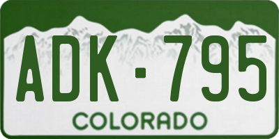 CO license plate ADK795
