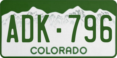 CO license plate ADK796