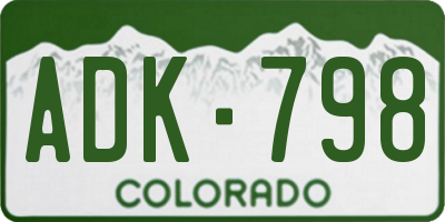 CO license plate ADK798