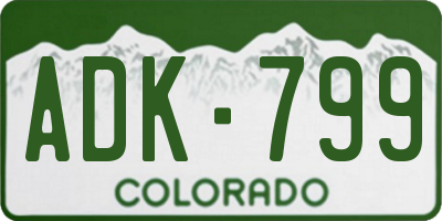 CO license plate ADK799