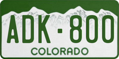 CO license plate ADK800