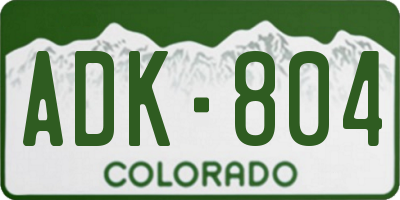 CO license plate ADK804