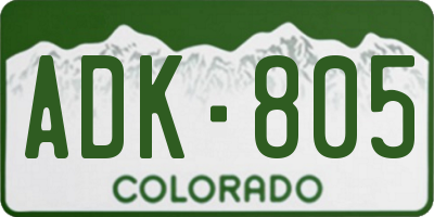 CO license plate ADK805