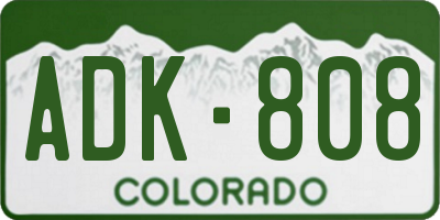 CO license plate ADK808