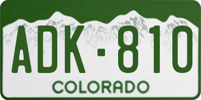 CO license plate ADK810
