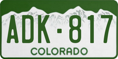 CO license plate ADK817