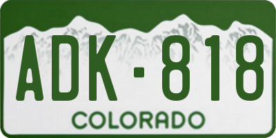 CO license plate ADK818