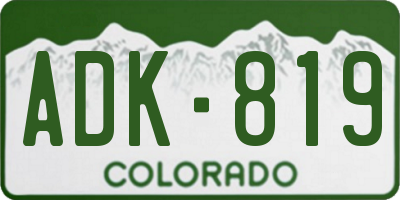 CO license plate ADK819