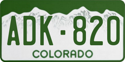 CO license plate ADK820
