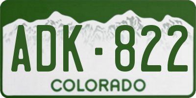 CO license plate ADK822