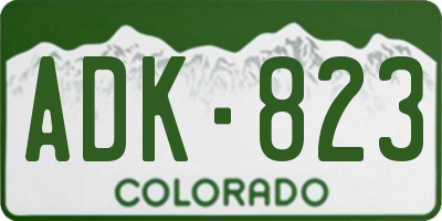 CO license plate ADK823