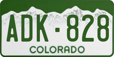 CO license plate ADK828