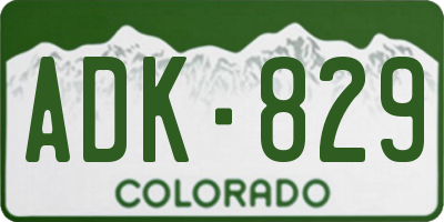 CO license plate ADK829