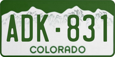 CO license plate ADK831