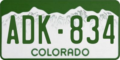CO license plate ADK834
