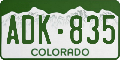 CO license plate ADK835